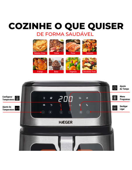 Fritadeira sem Óleo Digital HAEGER Cook Mate - cozinhar de forma saudavel