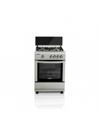 Fogão a Gás HAEGER 60×60 - 64 L, 4 Zonas, Inox/Cinzento